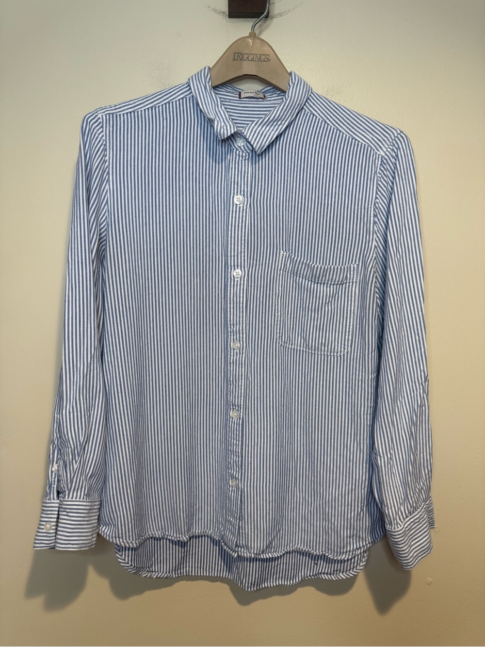 Aritzia Sunday Best Striped Button-Down Shirt - White & Blue